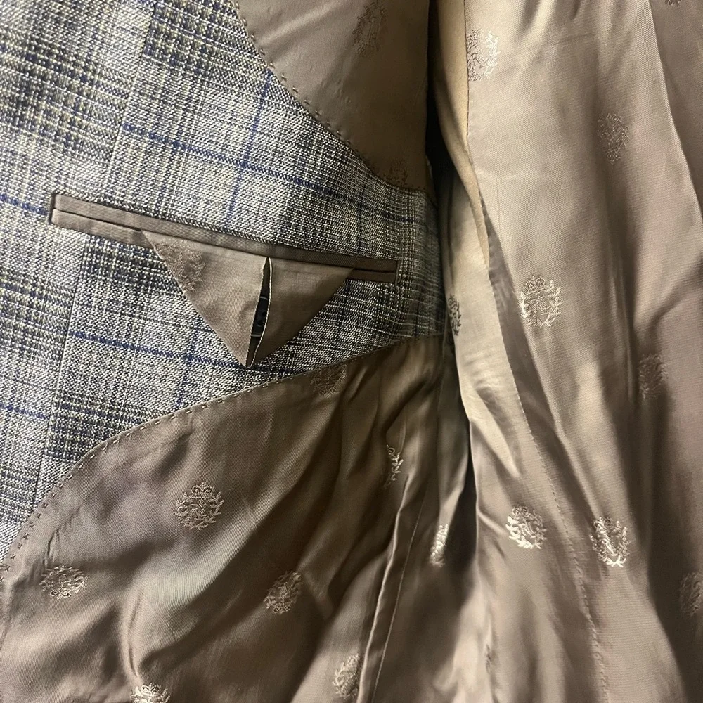 44L Lauren Ralph Lauren Checkered Grey Blazer Jacket Coat‎ EUC